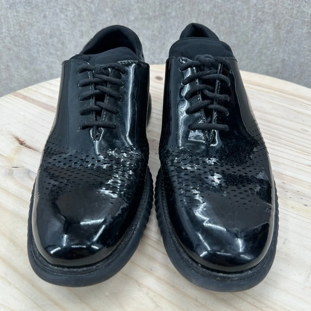 Cole Haan Zerogrand Oxford Mens 8M Black Patent Leather Laser Cut